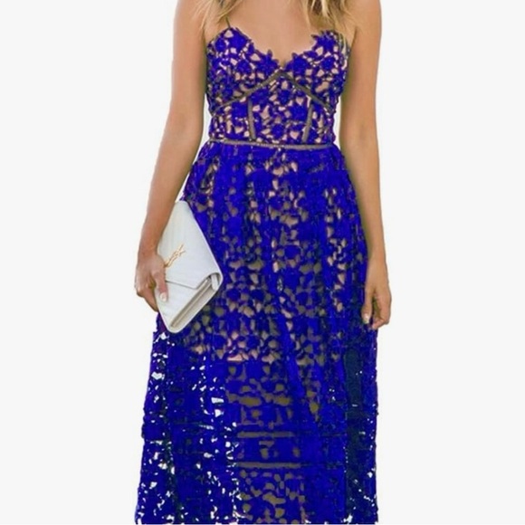 Elegant Blue Lace Dress - Picture 1 of 5